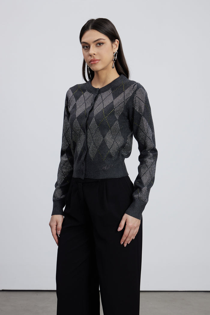 Emiliana Rhinestone Diamond Pattern Top