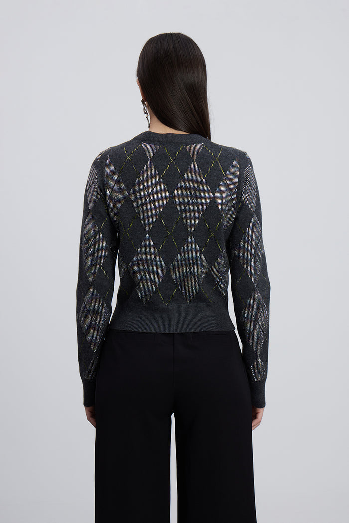 Emiliana Rhinestone Diamond Pattern Top