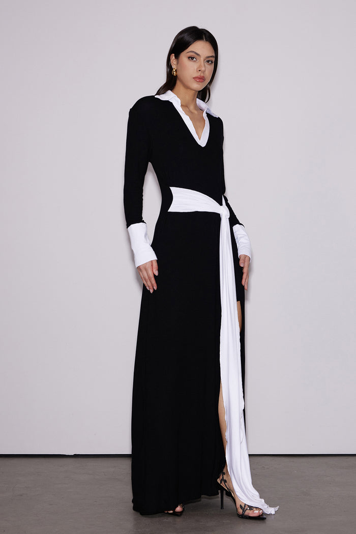 Emiliia Plunge Tie Up Maxi Dress