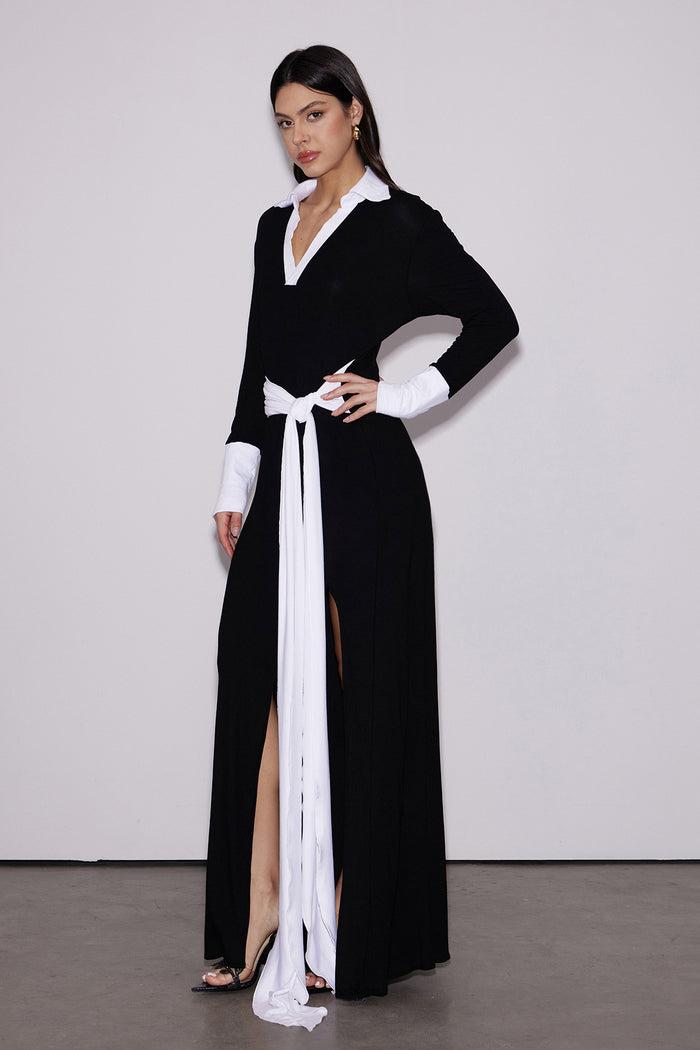 Emiliia Plunge Tie Up Maxi Dress