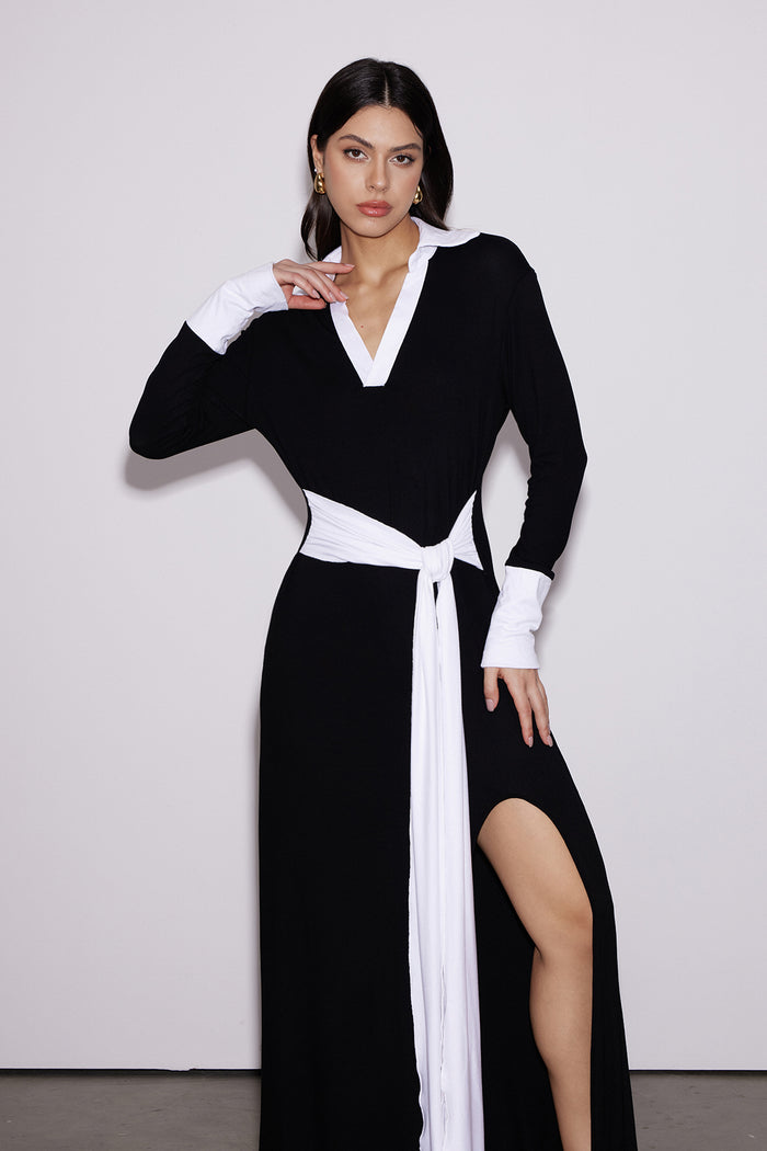 Emiliia Plunge Tie Up Maxi Dress