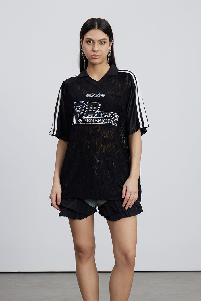 Emilija Stripe Lace T Shirt