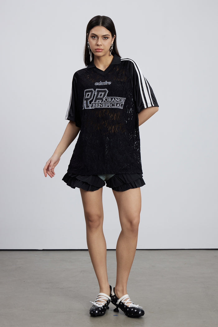 Emilija Stripe Lace T Shirt