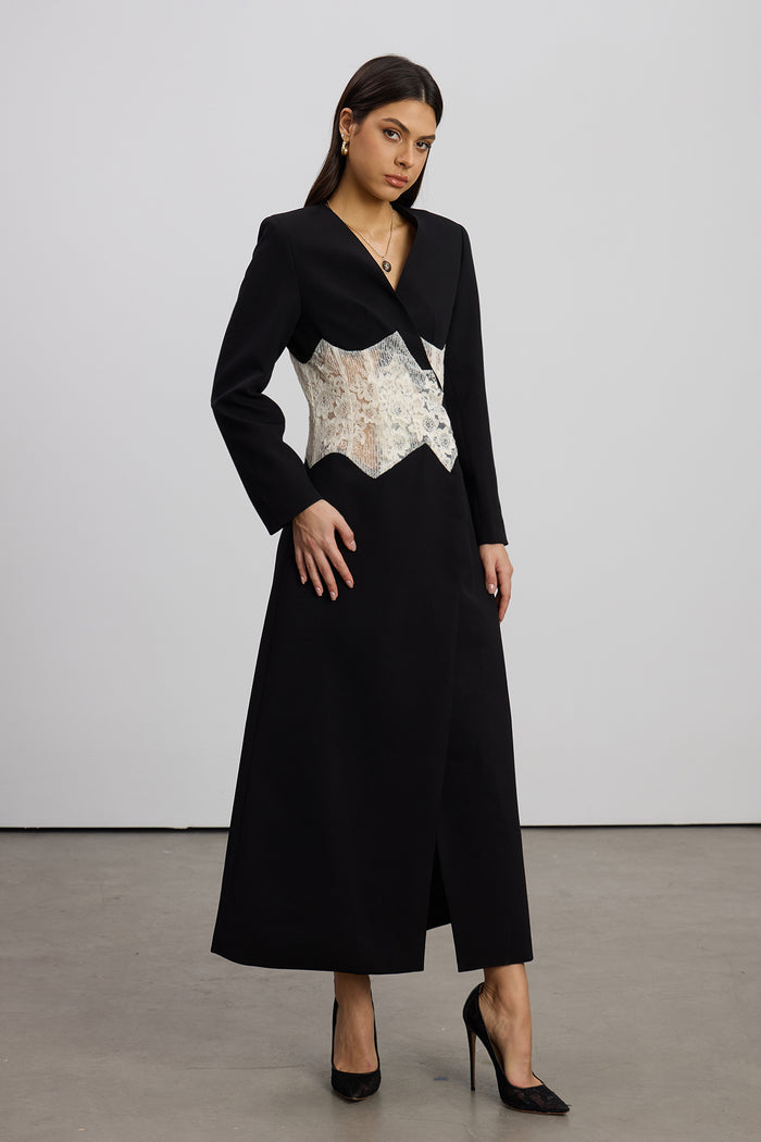 Emine Embroidered Mesh Coat