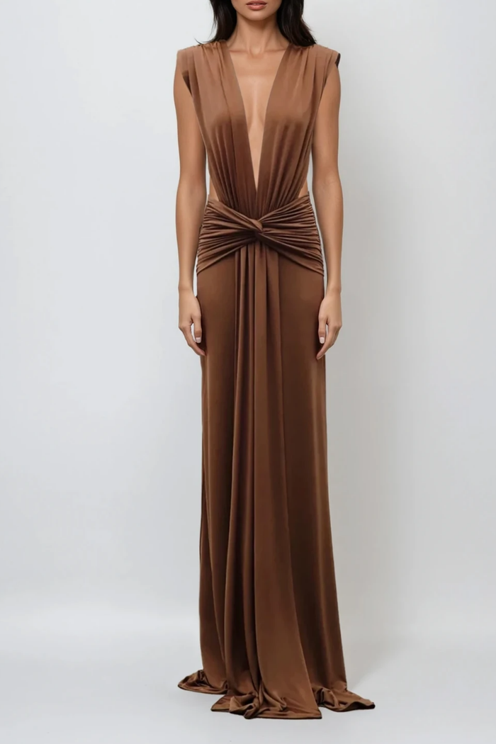 Emmanuhel Plunge Twist Maxi Dress