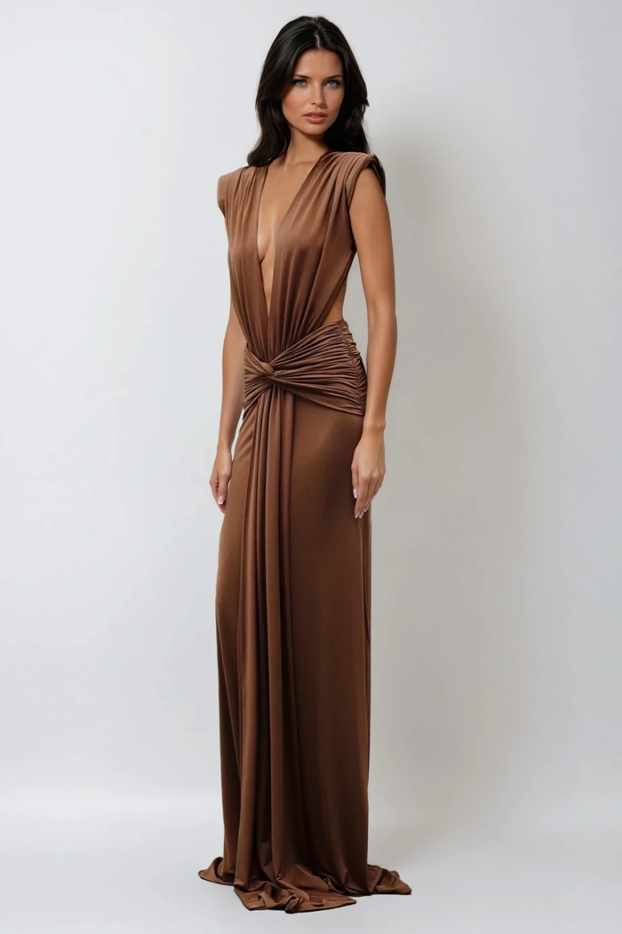 Emmanuhel Plunge Twist Maxi Dress