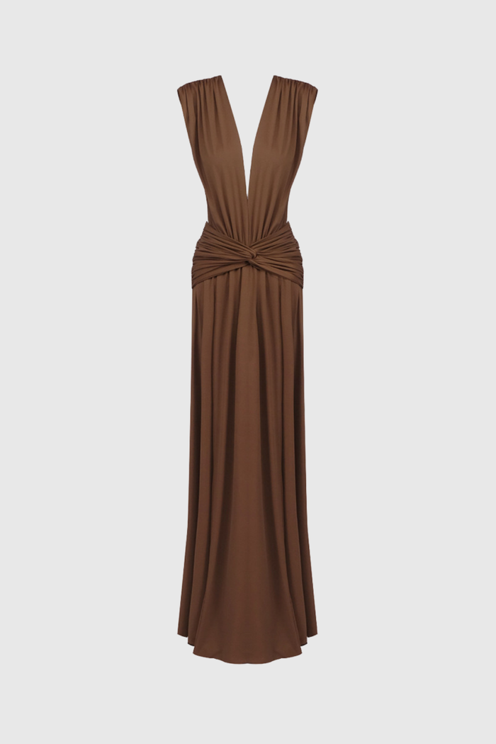 Emmanuhel Plunge Twist Maxi Dress