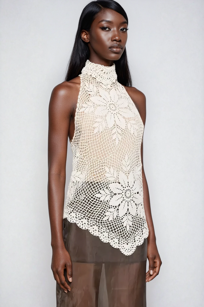Emmylou Halter Neck Cochet Top