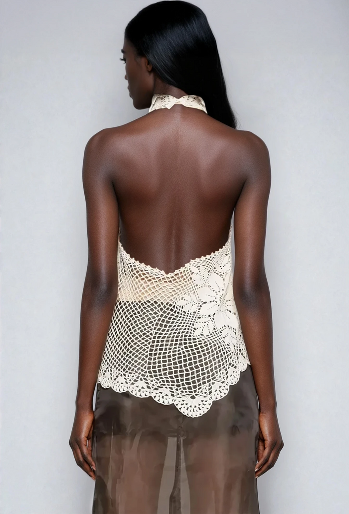 Emmylou Halter Neck Cochet Top