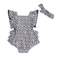 Everly Blue Floral Baby Romper + Headband (Organic)