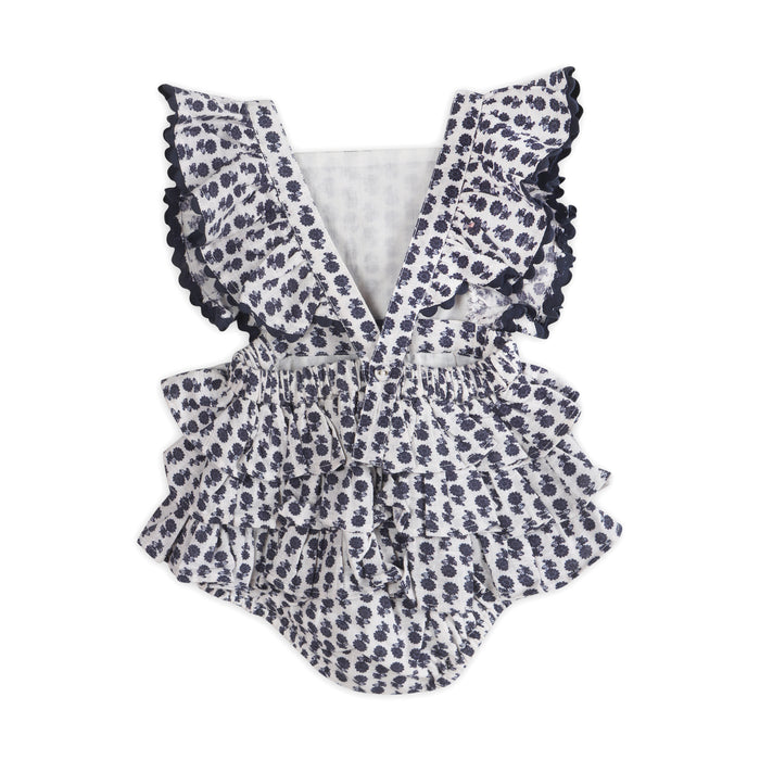 Everly Blue Floral Baby Romper Back (Organic)