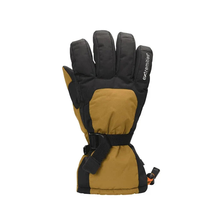 Back detail on right hand of Extremities Capitol Peak waterproof gloves showing the adjustable wrist and cuff