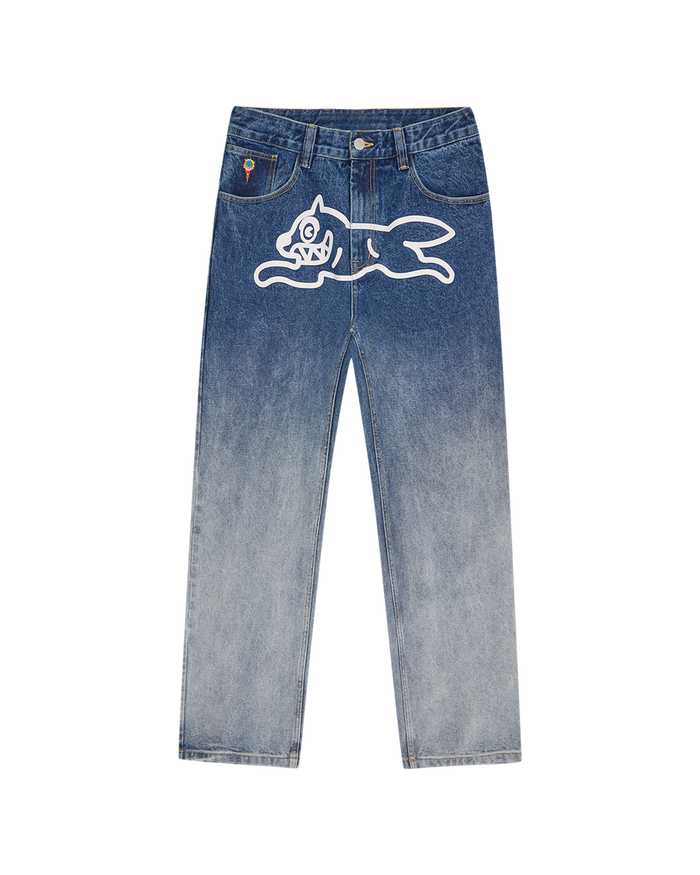 Fade Out Running Dog Double Scoop Denim Pants