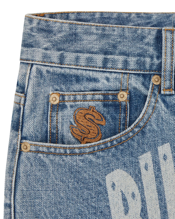 Faded Arch Logo Denim Pants