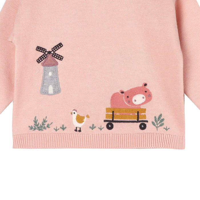 Farm Windmill Applique Sweater Knit Baby Pullover (Organic Cotton)