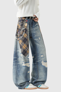 Faruk Grid Print Jeans