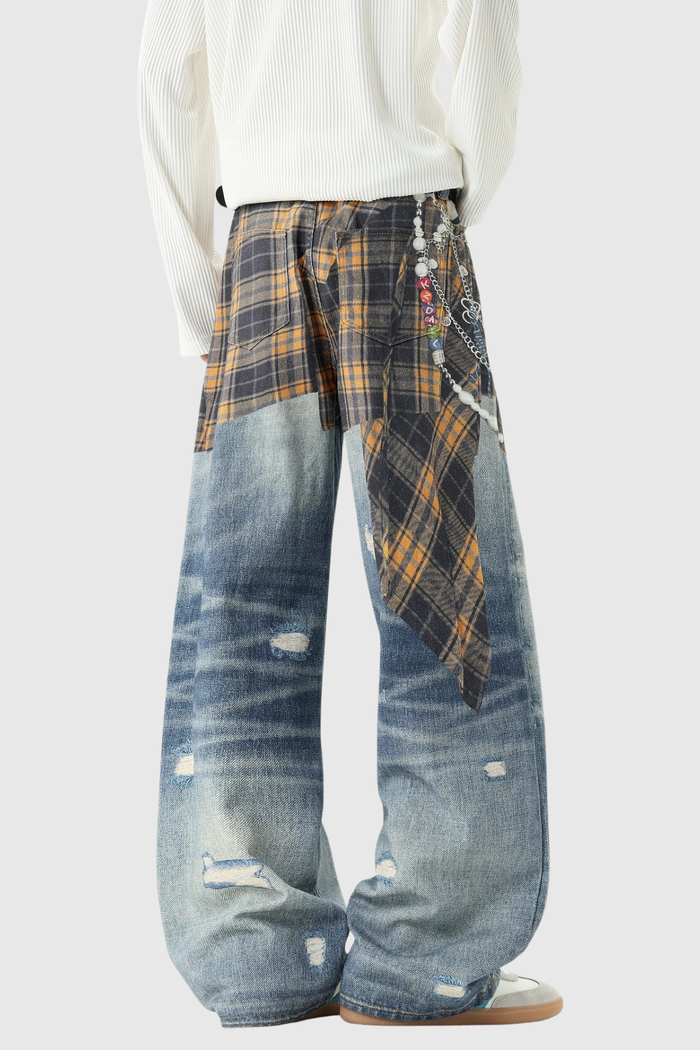 Faruk Grid Print Jeans