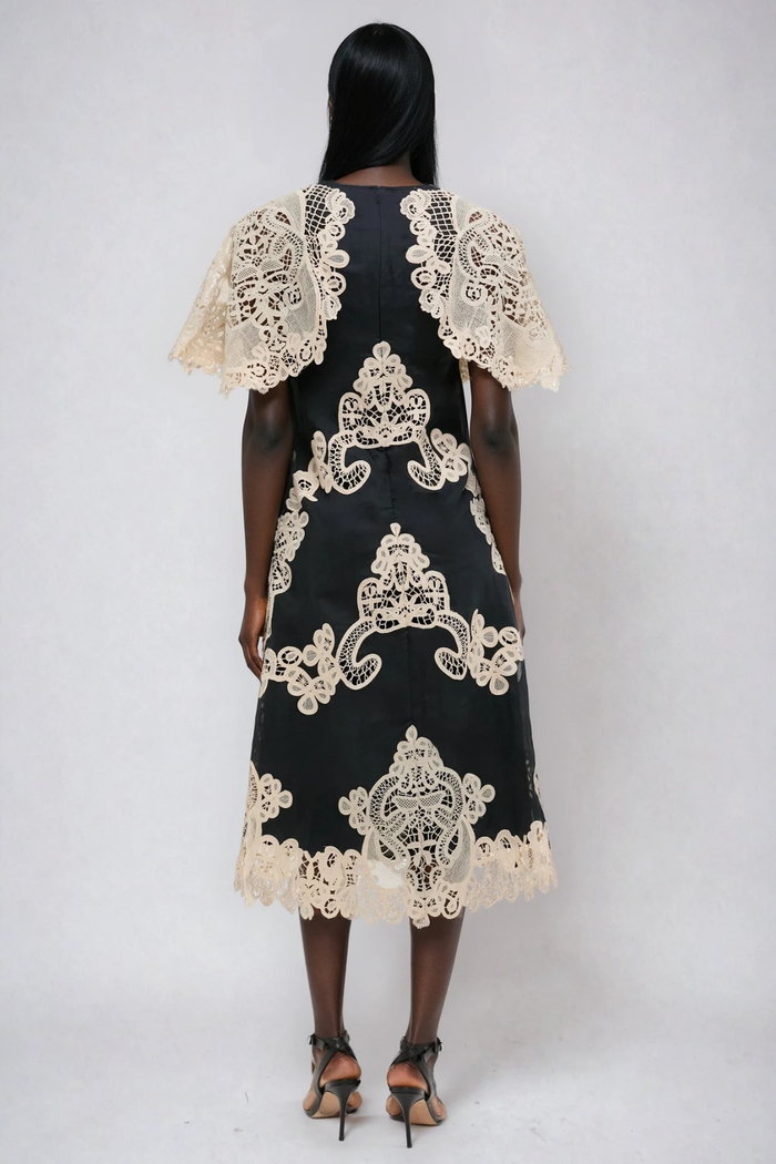 Farzad Cochet Shawl Midi Dress In Black