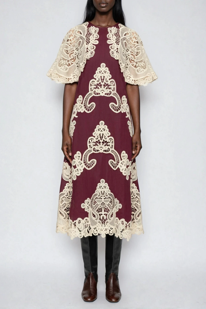 Farzad Cochet Shawl Midi Dress In Red