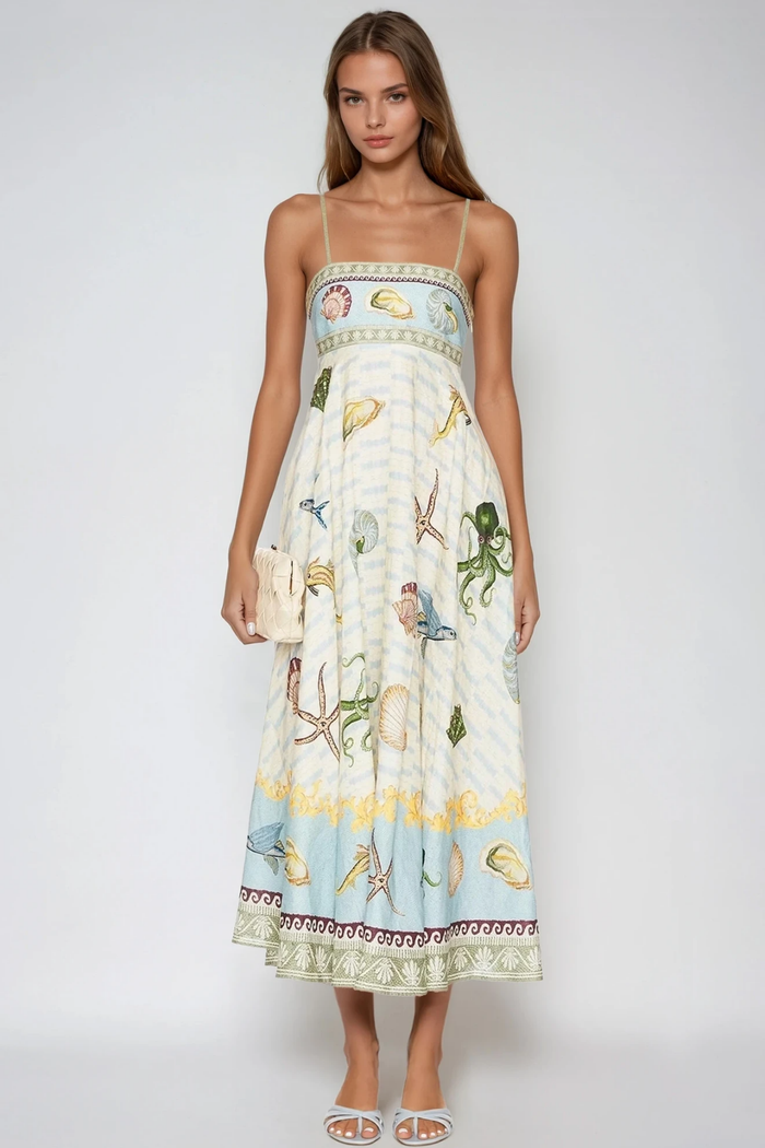 Fatema Spaghetti Print Maxi Dress