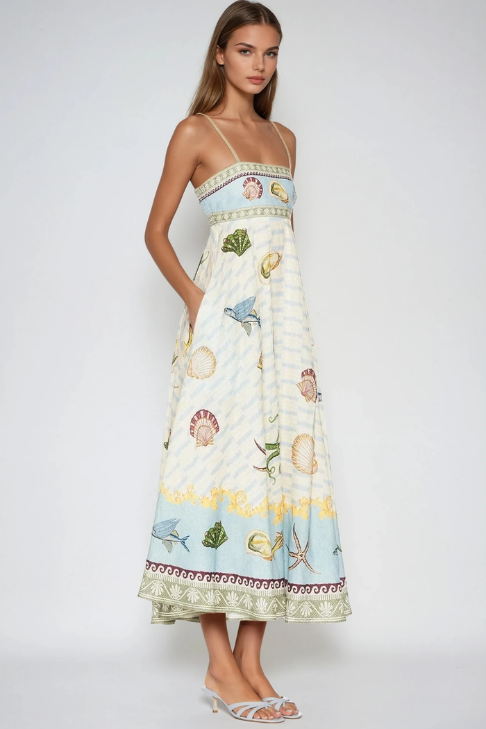 Fatema Spaghetti Print Maxi Dress
