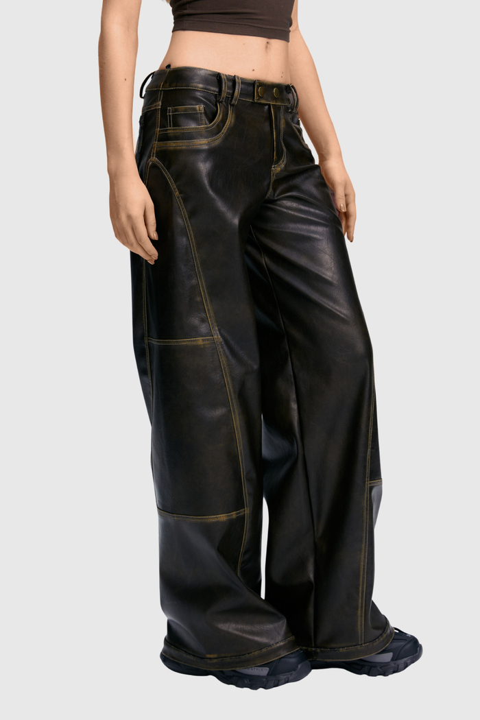 Fatemeh Leather Low Rise Pants