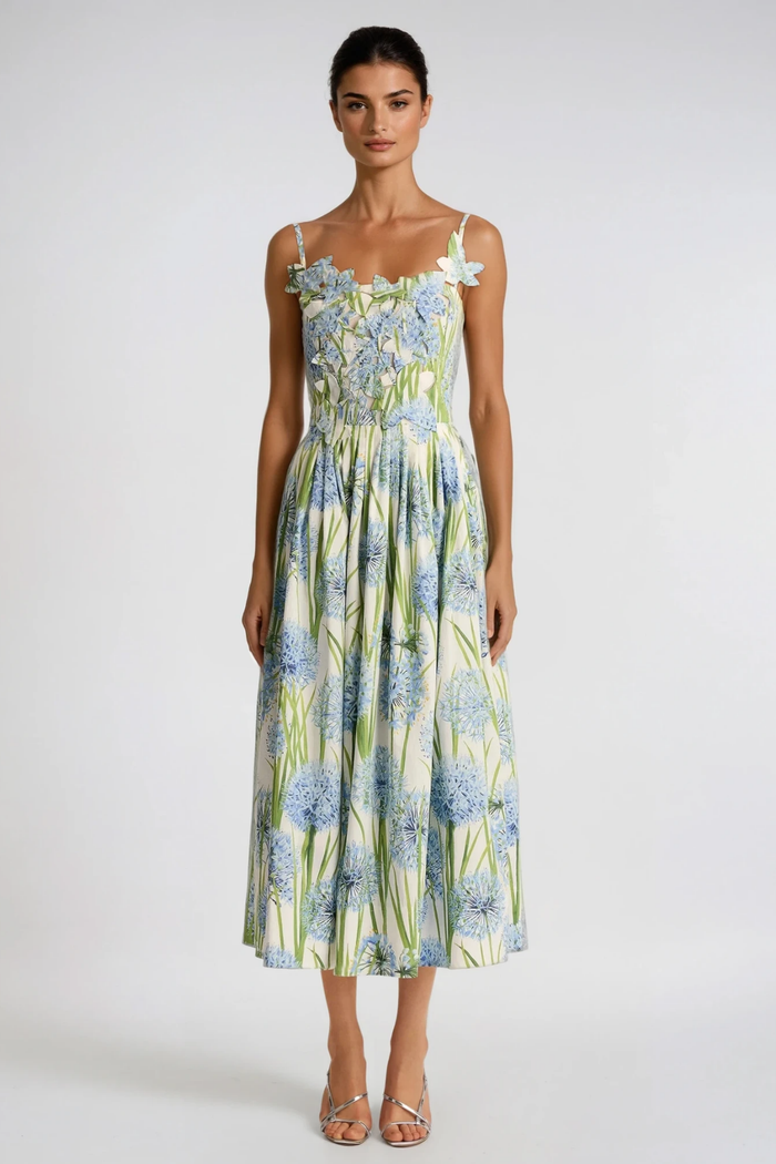 Fatime Spaghetti Flower Maxi Dress