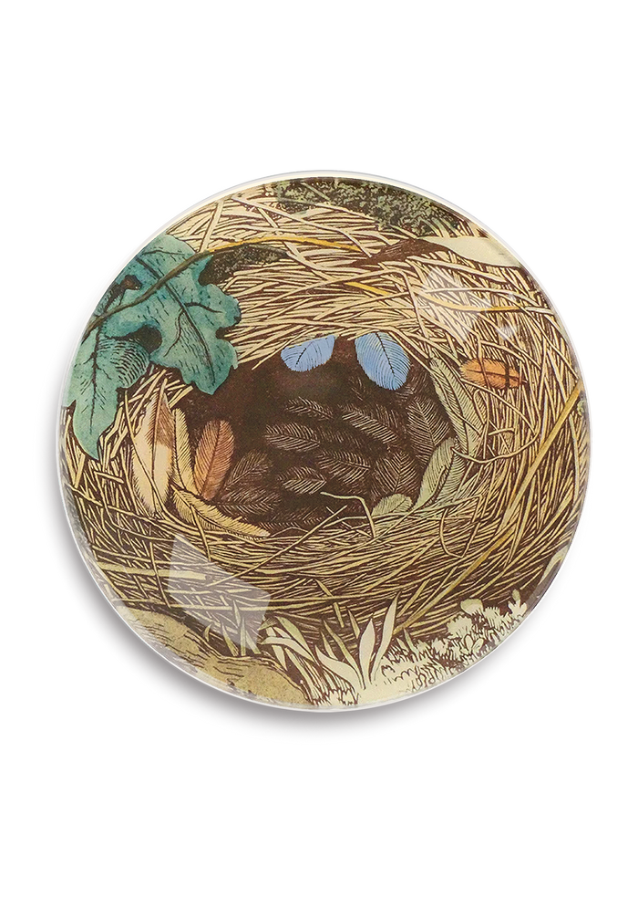 Feathered Nest Round Decoupage Tray - Ben's Garden