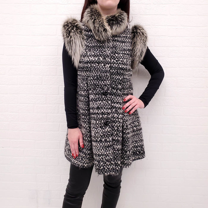 FENDI SWEATER JACKET WITH FUR - SIZE 40
