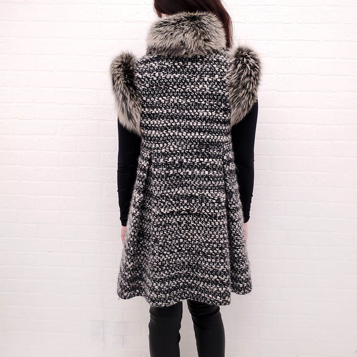 FENDI SWEATER JACKET WITH FUR - SIZE 40