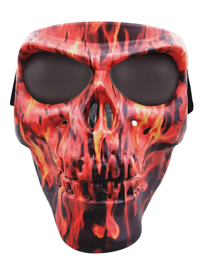 Flame Skull Mask Smoke Lens: Features:
Made with Polypropylene (Helmet Material)
Polycarbonate Lenses
Matte Flame Mask
Soft-A