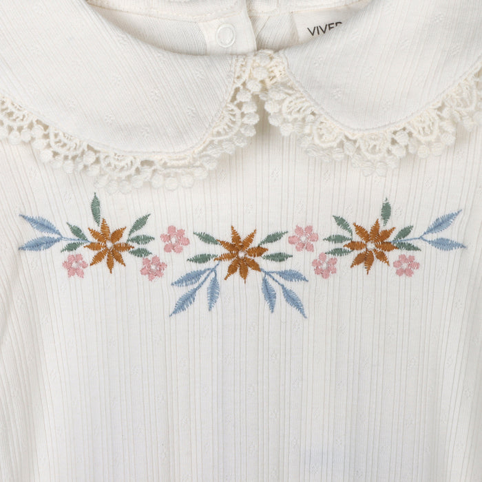 Floral Embroidered Pointelle & Ruffle Baby Footie Jumpsuit (Organic Jersey)