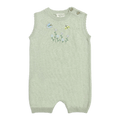 Floral Embroidered Sleeveless Knit Baby Romper  made of Organic Cotton