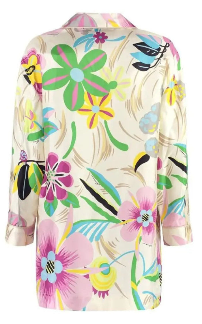 Gucci Floral Print Silk Oversized Shirt