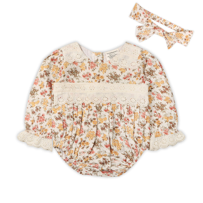 Florecita Floral Baby Romper & Headband Set (Organic Cotton)