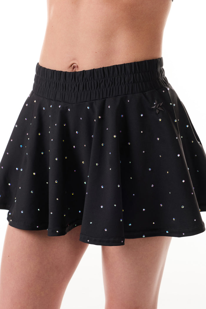 Flouncy Crystal Scatter Skirt in Black