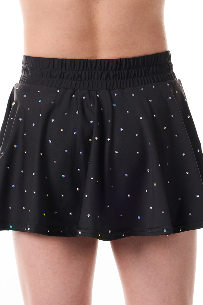 Flouncy Crystal Scatter Skirt in Black