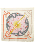 Gucci Fly Swan print silk carré scarf with pink fan motif