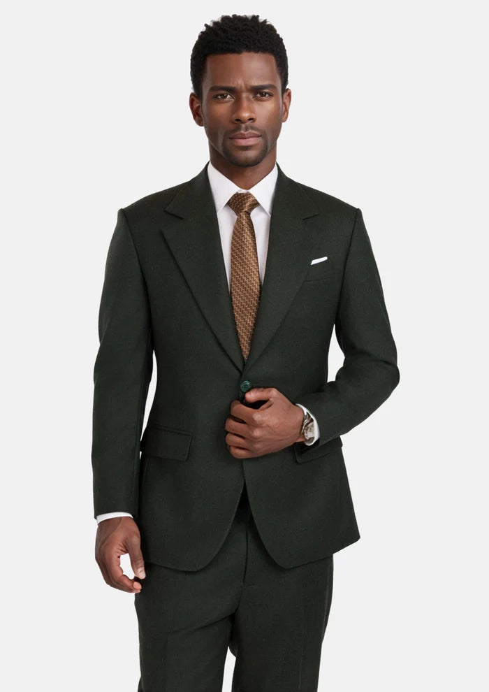 Forest Green Flannel Ellis Suit - SARTORO