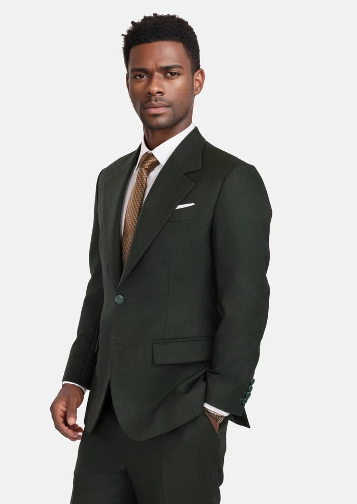 Forest Green Flannel Ellis Suit - SARTORO