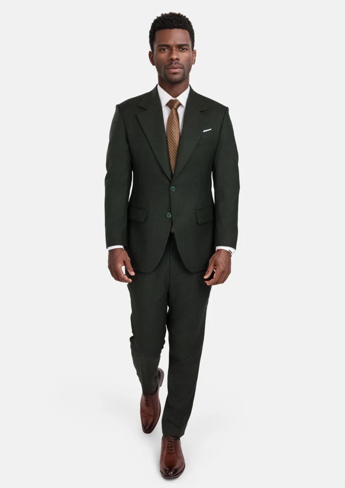 Forest Green Flannel Ellis Suit - SARTORO