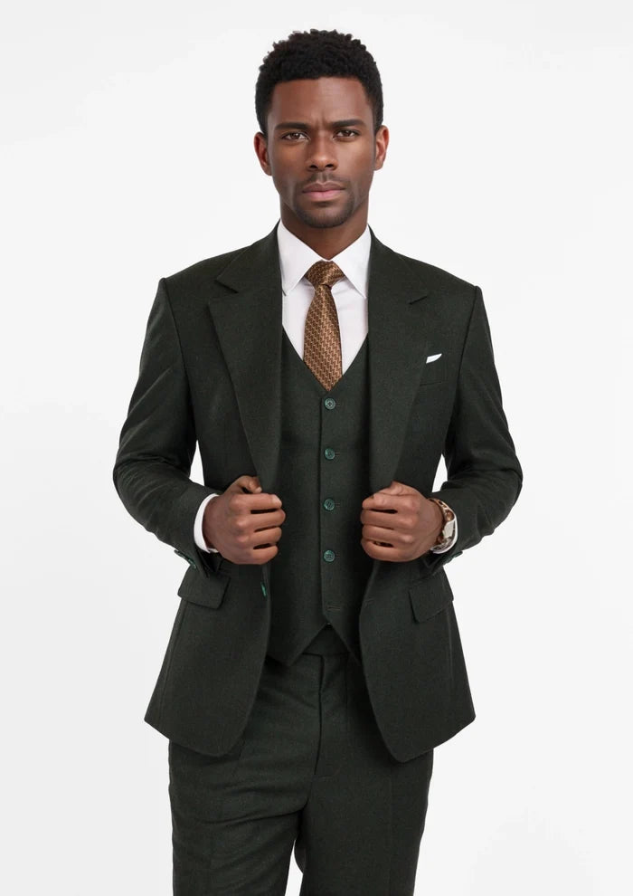 Forest Green Flannel Ellis Suit - SARTORO
