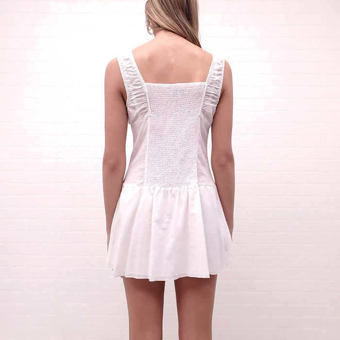 FRANKIES BIKINIS CHRISTA RUFFLE MINI DRESS - SIZE L