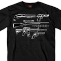 Freedom Guns Shirt: Description
This official T-Shirt displays a screen printed image of a variety of pistols and rifles on a