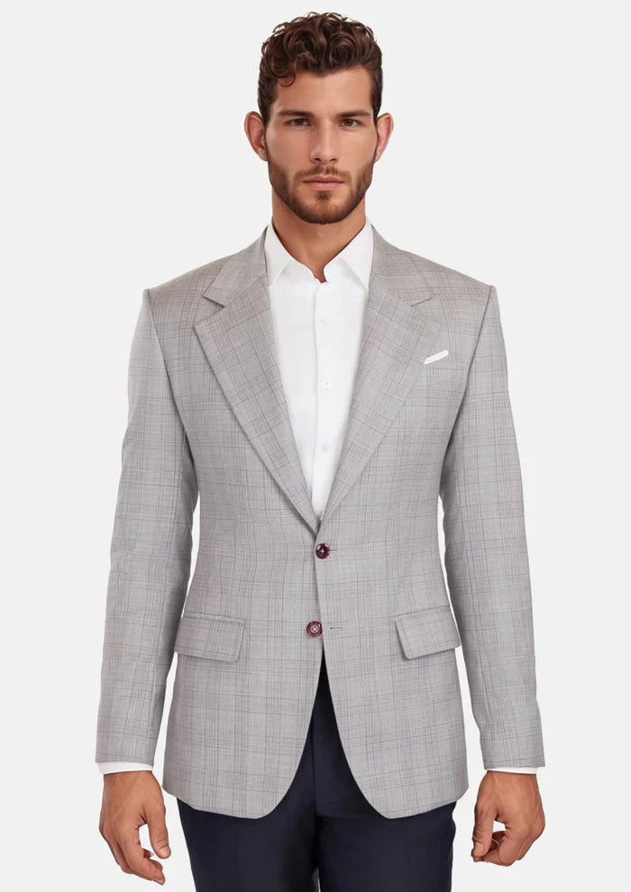 French Gray Checked Ellis Jacket - SARTORO