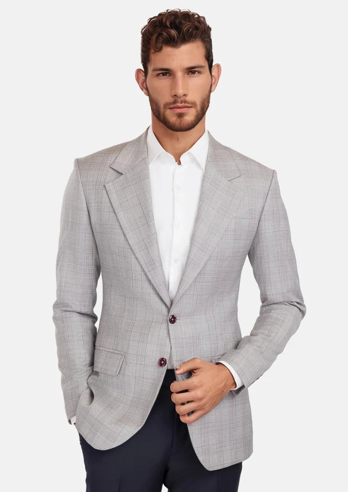 French Gray Checked Ellis Jacket - SARTORO