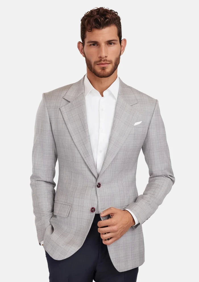 French Gray Checked Ellis Jacket - SARTORO
