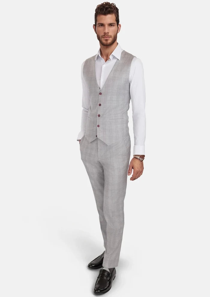 French Gray Checked Vest - SARTORO