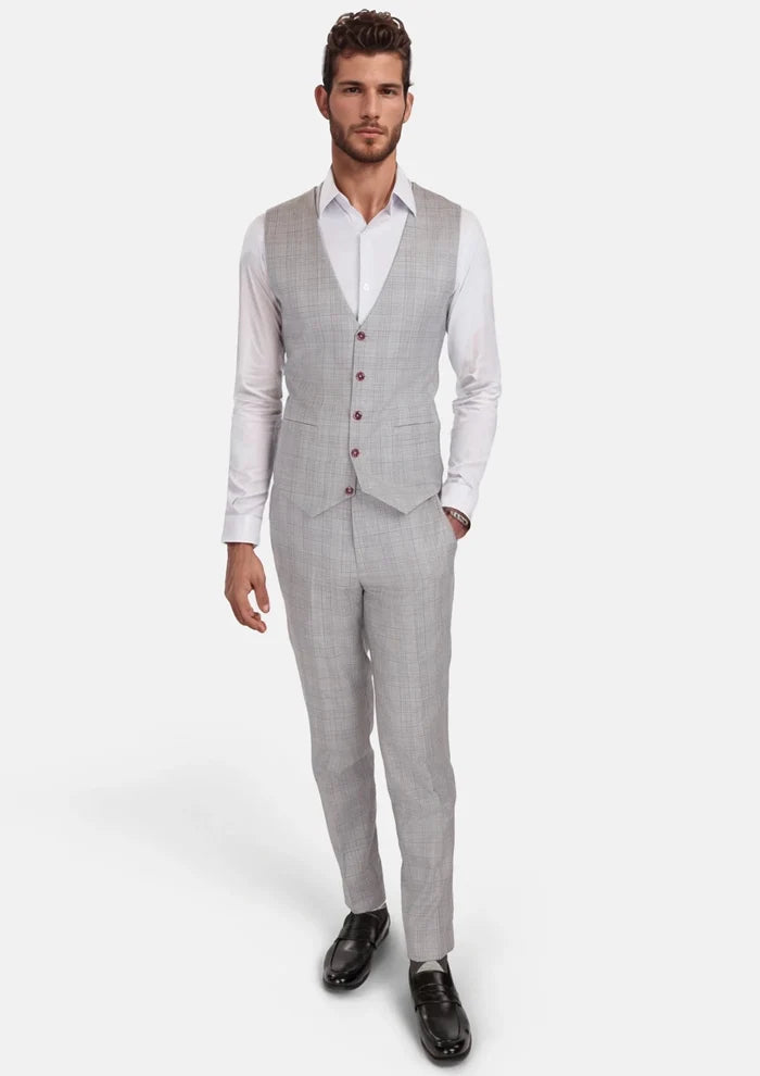 French Gray Checked Vest - SARTORO