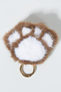 Fuzzy Paw Keychain in Brown